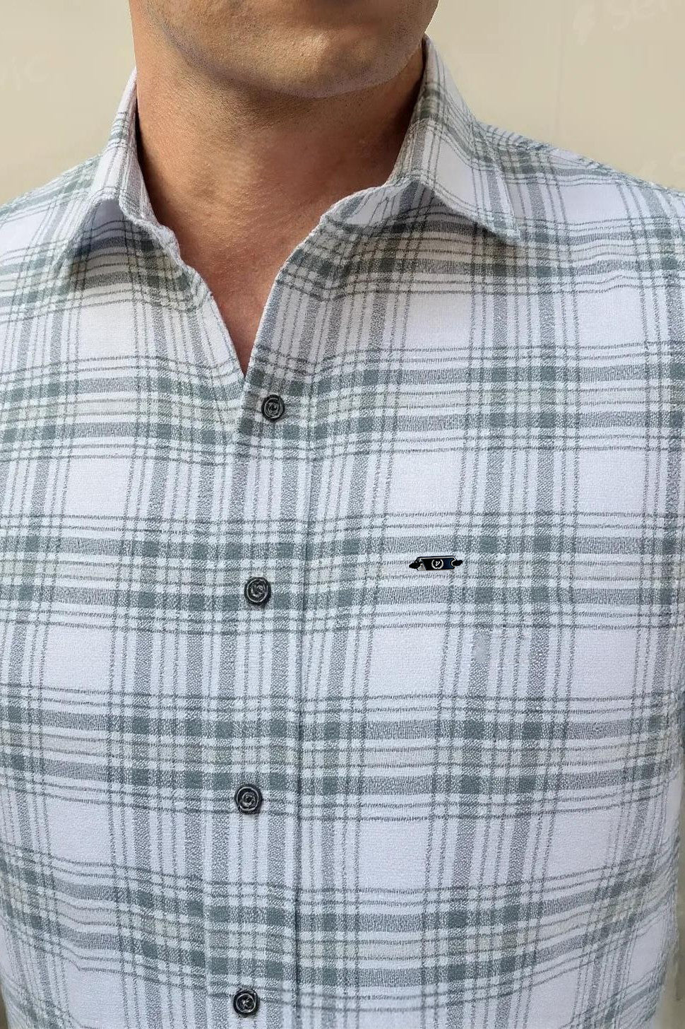 Textured Cotton Chex Shirt #41927