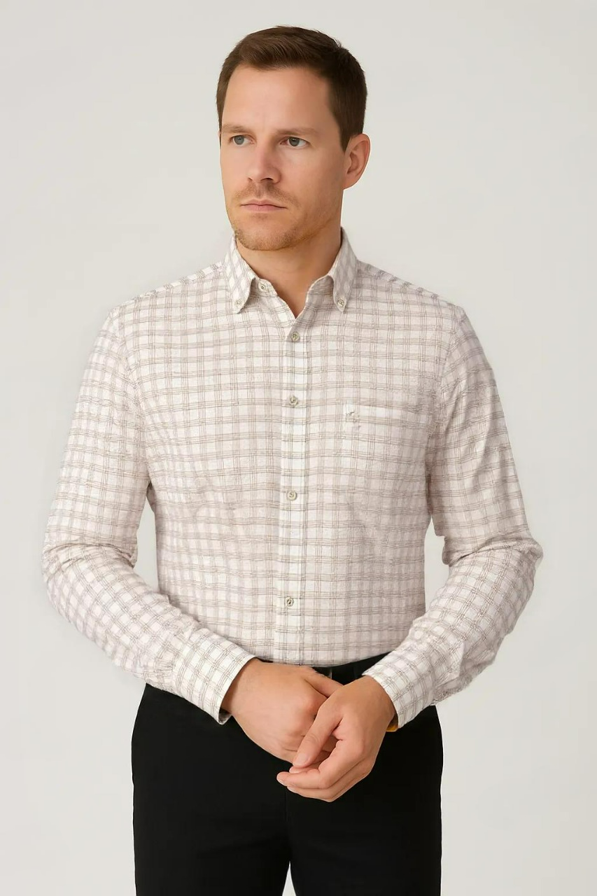 Linen base Chex Shirt #41909