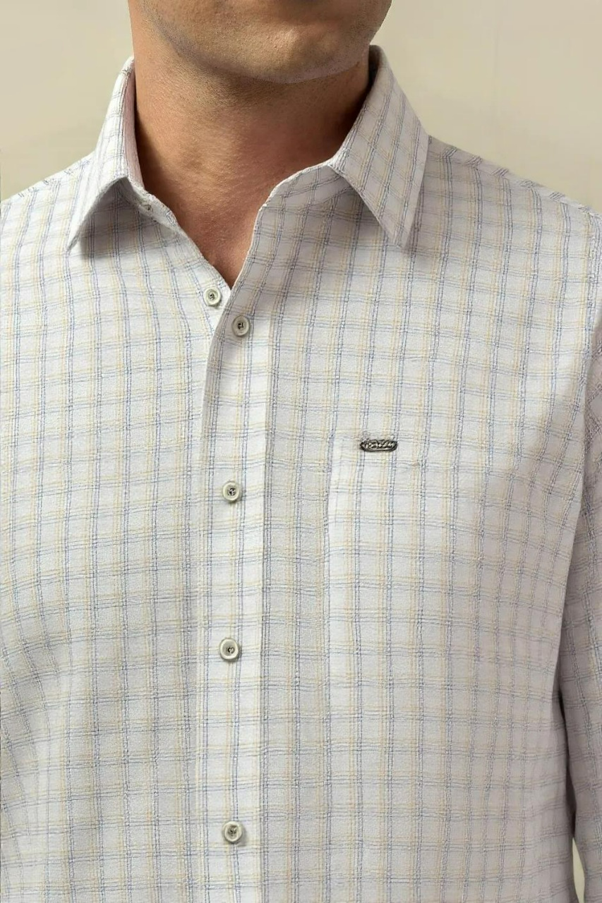 Linen base Chex Shirt #41909
