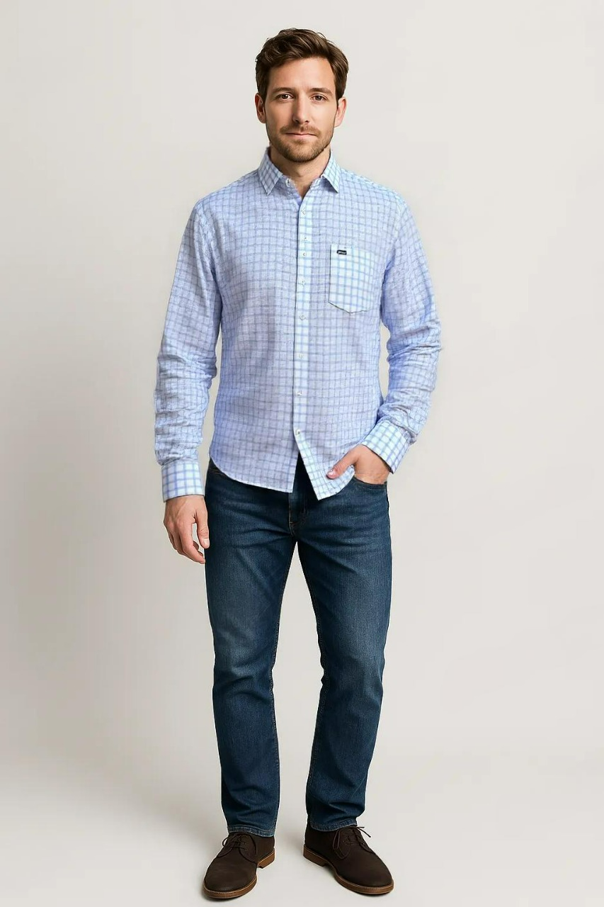 Linen Base Chex Shirt #41911