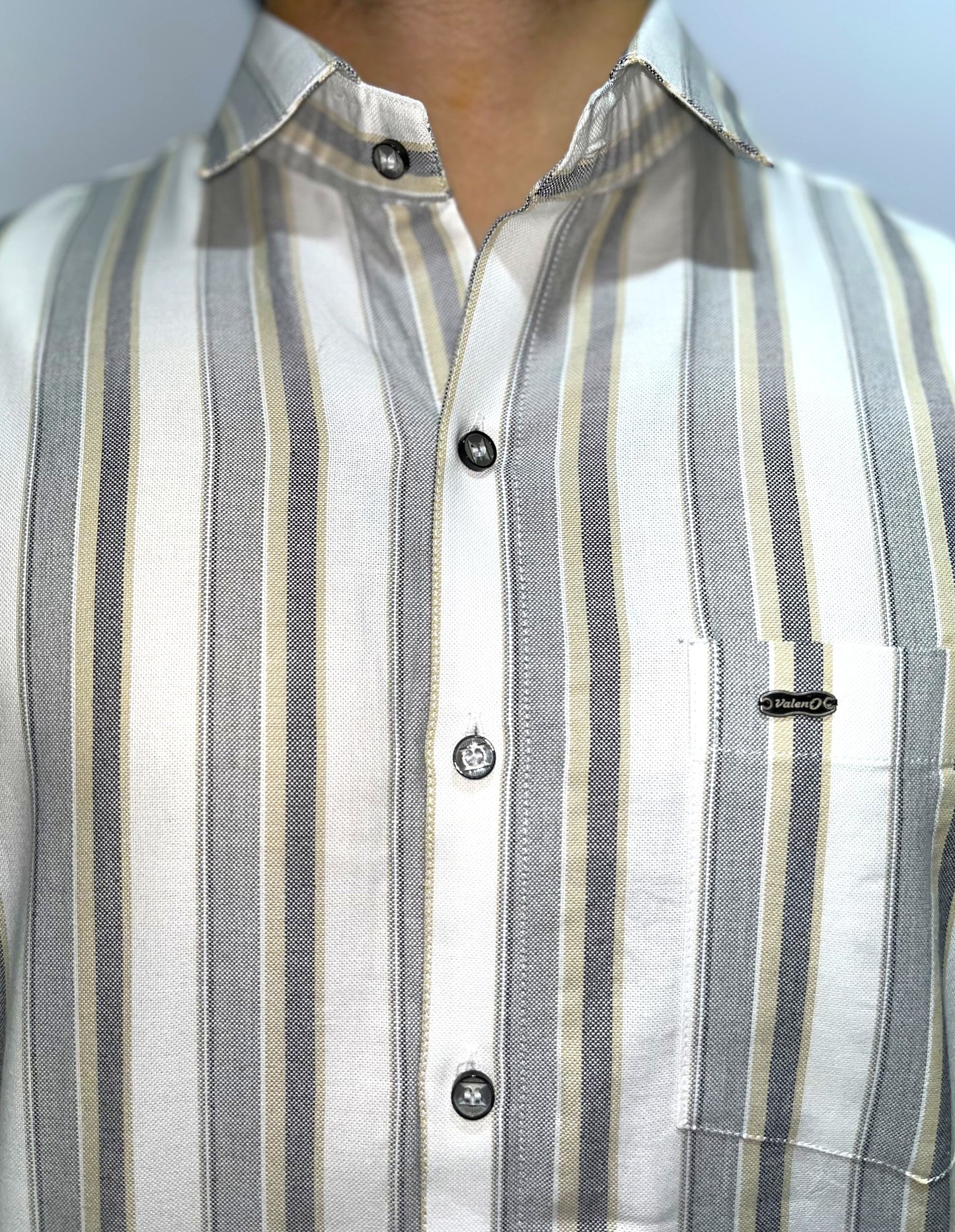 High Quality Poly Cotton Striped Shirt #61805