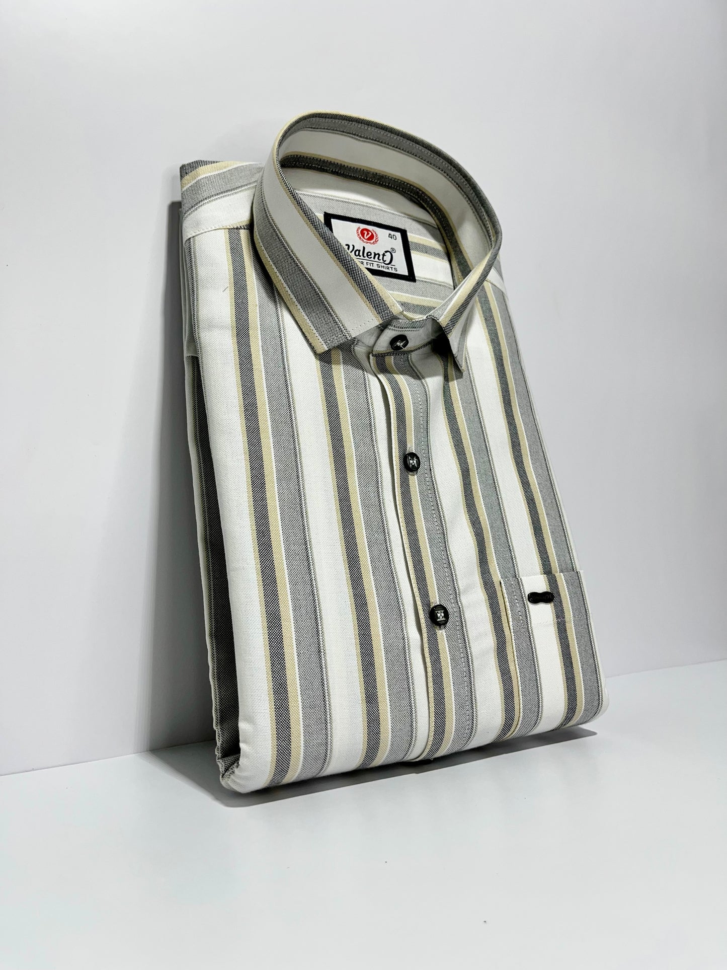 High Quality Poly Cotton Striped Shirt #61805