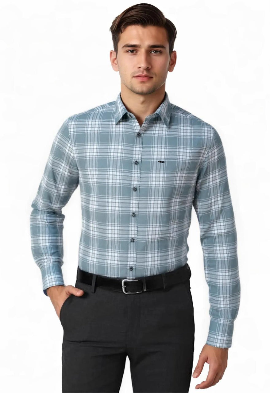 Textured Cotton Chex Shirt #41927