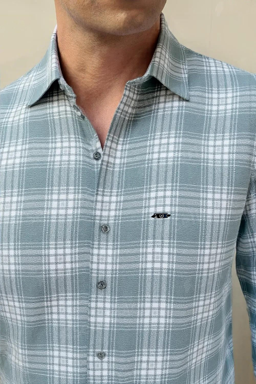 Textured Cotton Chex Shirt #41927