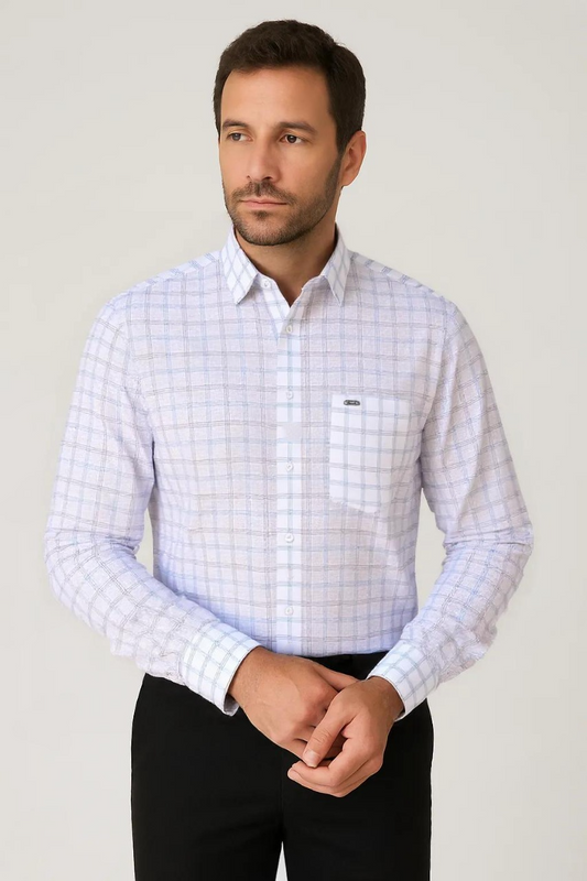 Linen Base Chex Shirt #41907