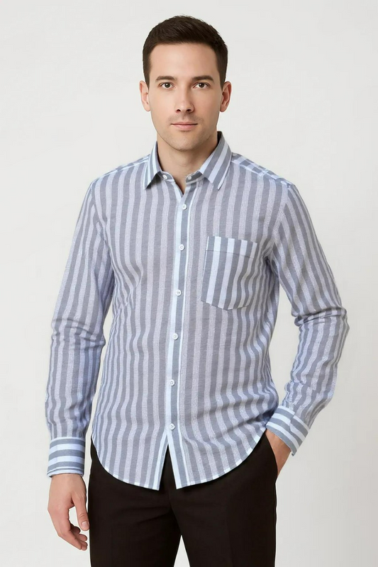 Linen Base Striped Shirt #61949