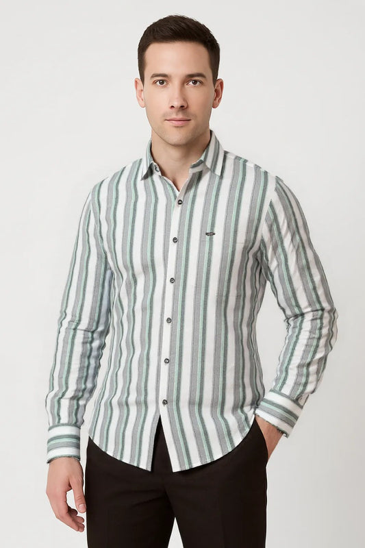 High Quality Poly Cotton Striped Shirt #61805
